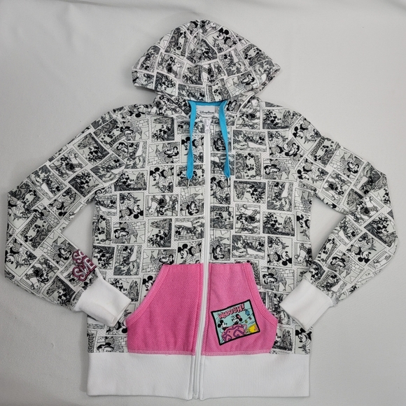 Disney Parks Retro Comic Book Graphic Print Full Zip Hoodie Sz XS - Picture 1 of 16